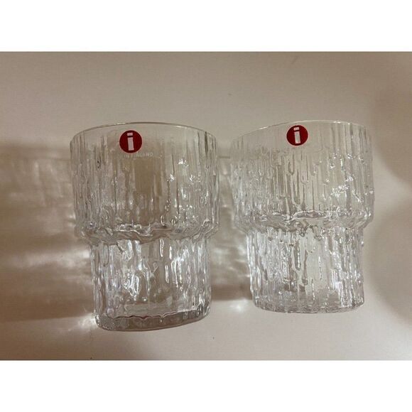 Iittala Paadar Shot Liquor Glasses Tapio Wirkkala Iceberg Icicle Set of 2 - Picture 8 of 11